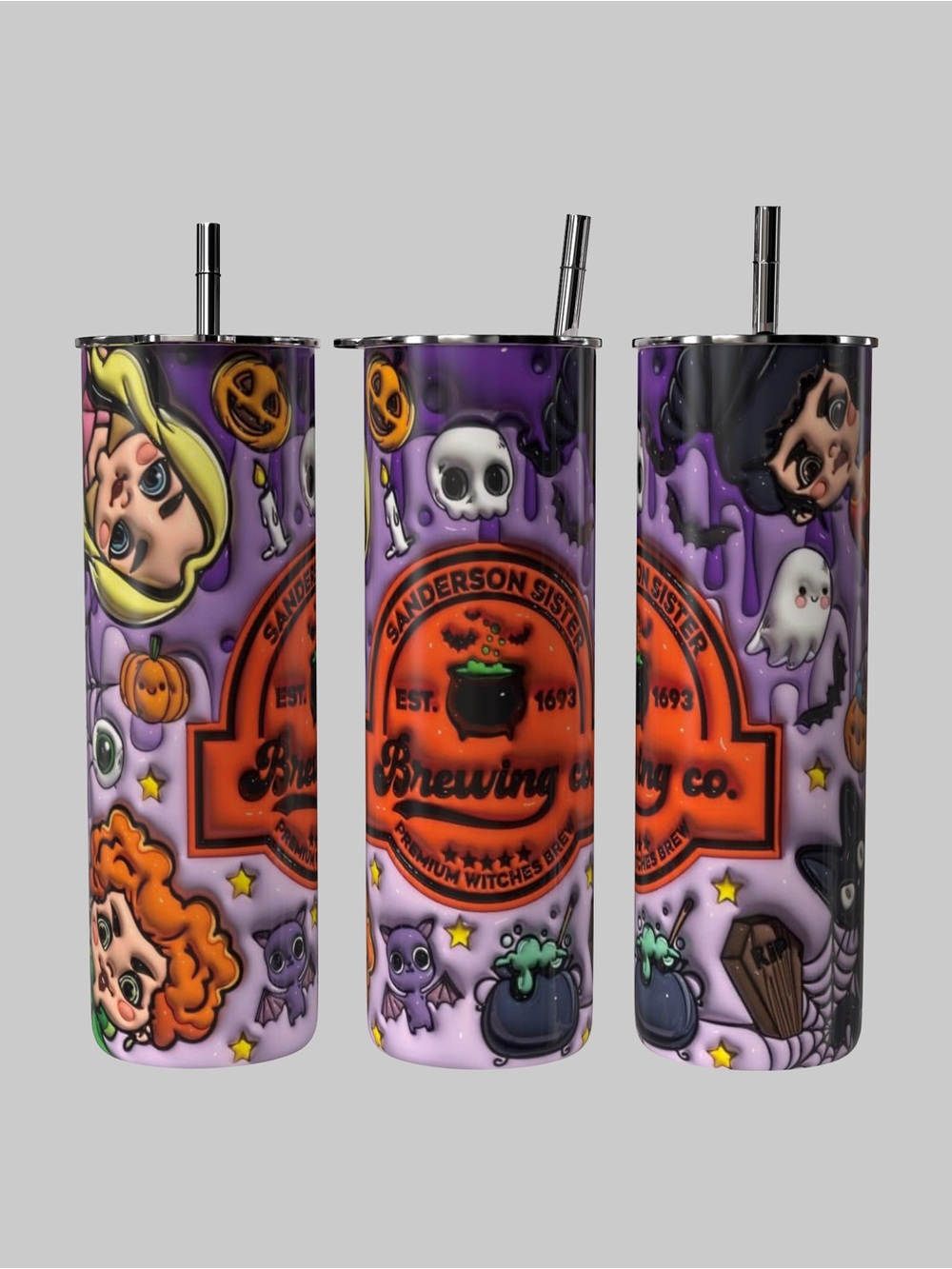 Sanderson Sisters Brewing Co 3D Effect Cute Spooky 20oz Halloween Tumbler